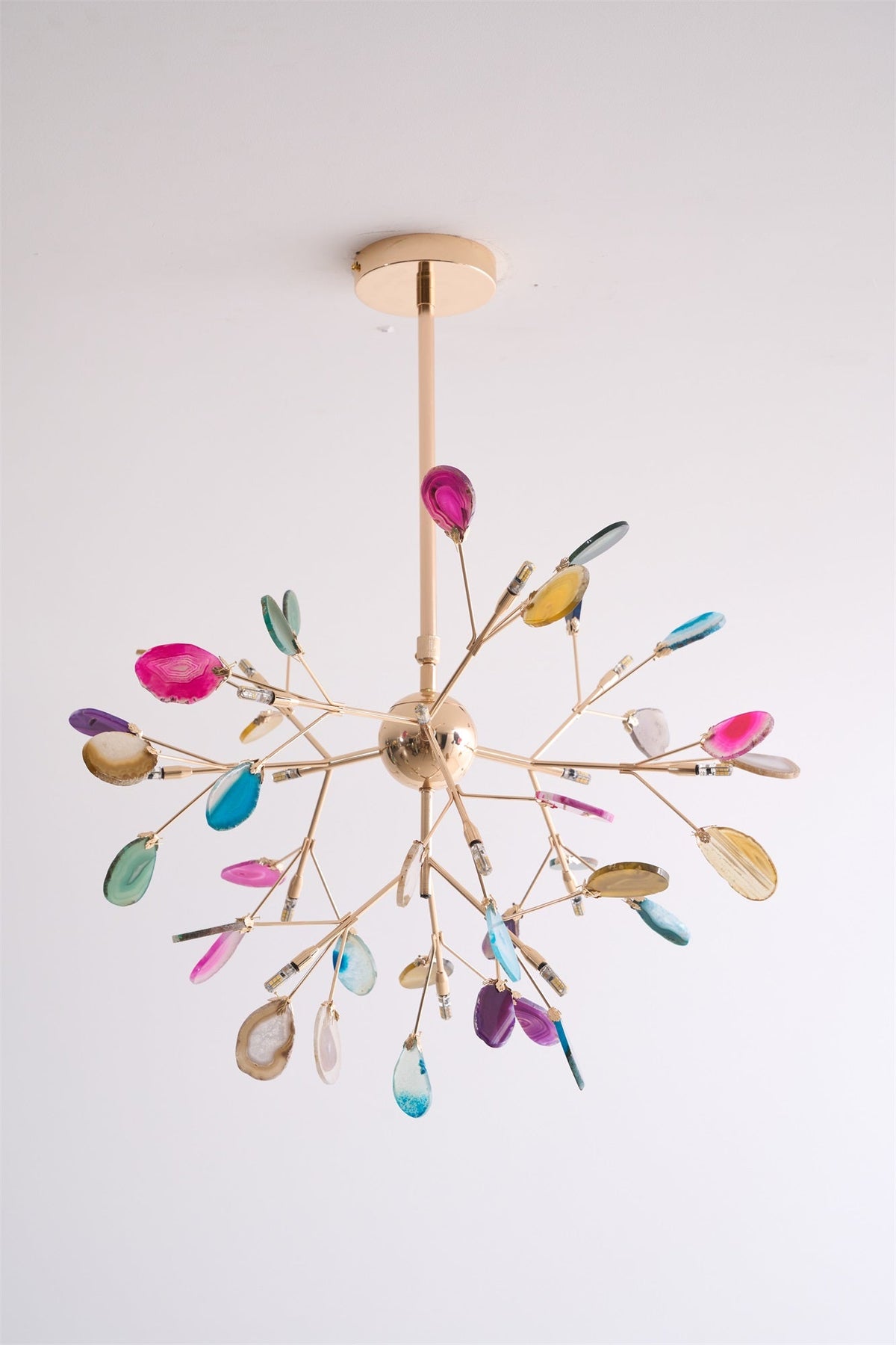 Rivana Lustre Feuille Colorée Bras Dorés