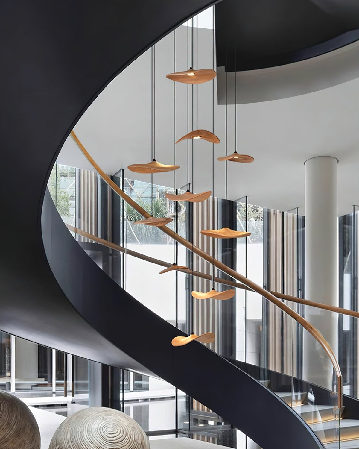 Saluna Lustre Bois Feuille Vide Minimaliste