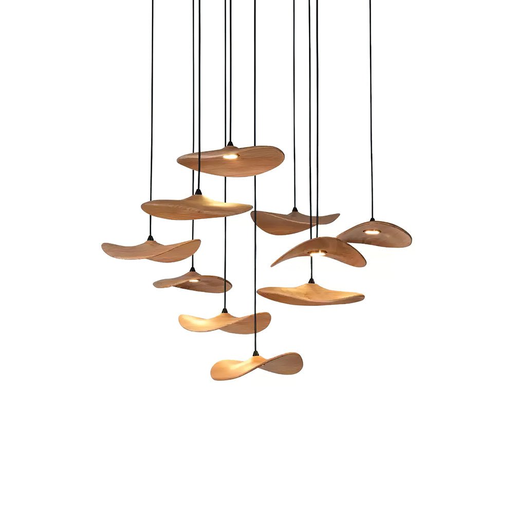 Saluna Lustre Bois Feuille Vide Minimaliste
