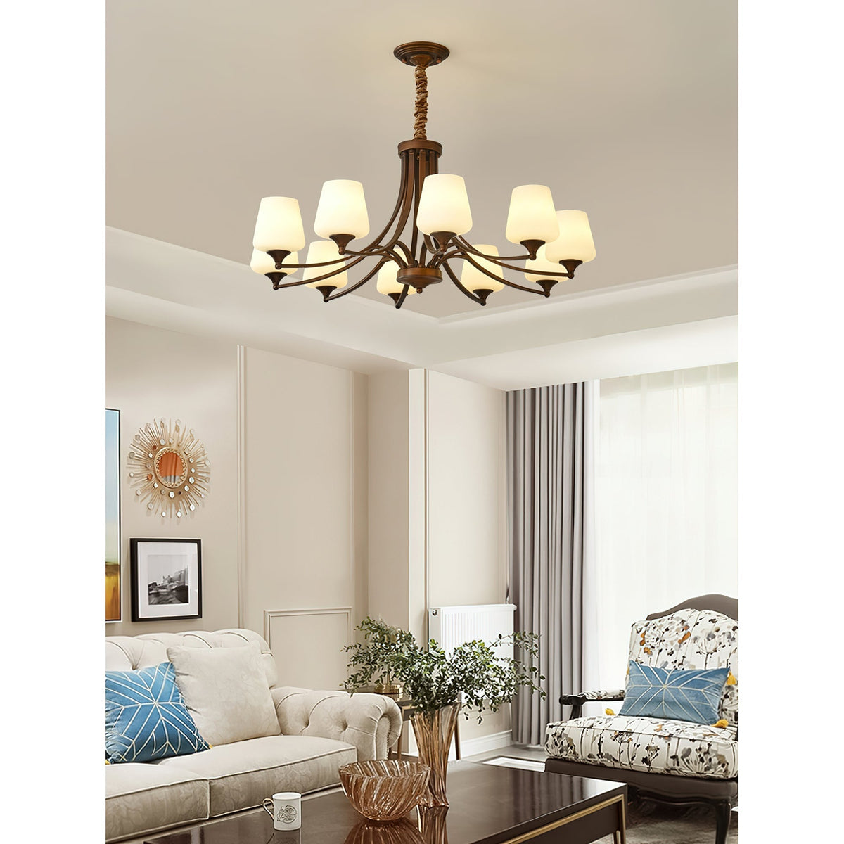 Ulrinara Lustre Laiton Verre Luxe Postmoderne Salon