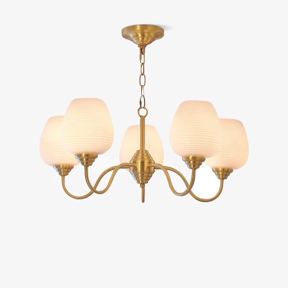 Grevessa Lustre Laiton Antique Verre Blanc