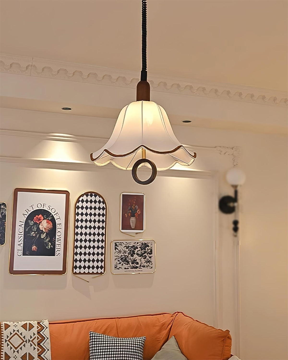 Ivaraine Classique Élégance Tissu Bois Suspension Lumière
