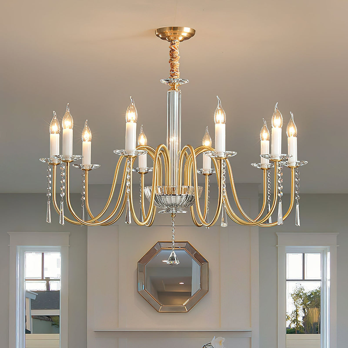 Ilphaara Lustre Laiton Cristal Luxe Postmoderne Salon