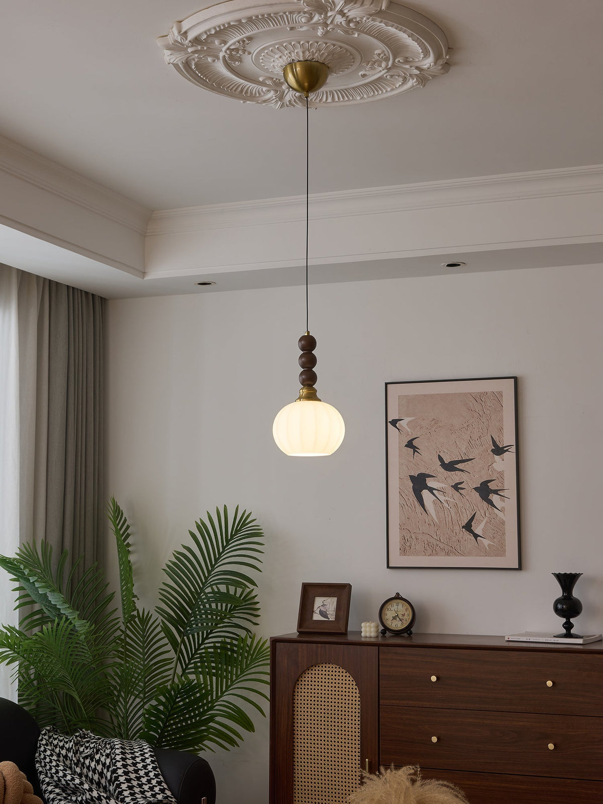 Vothaila Suspension en Verre Vintage et Bois