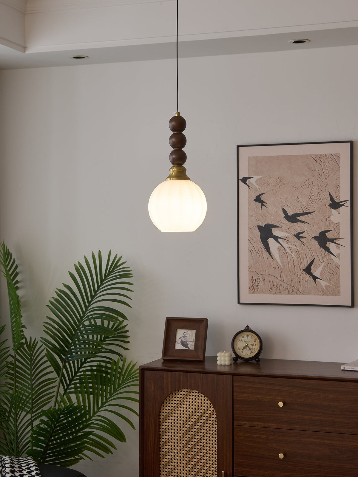 Vothaila Suspension en Verre Vintage et Bois