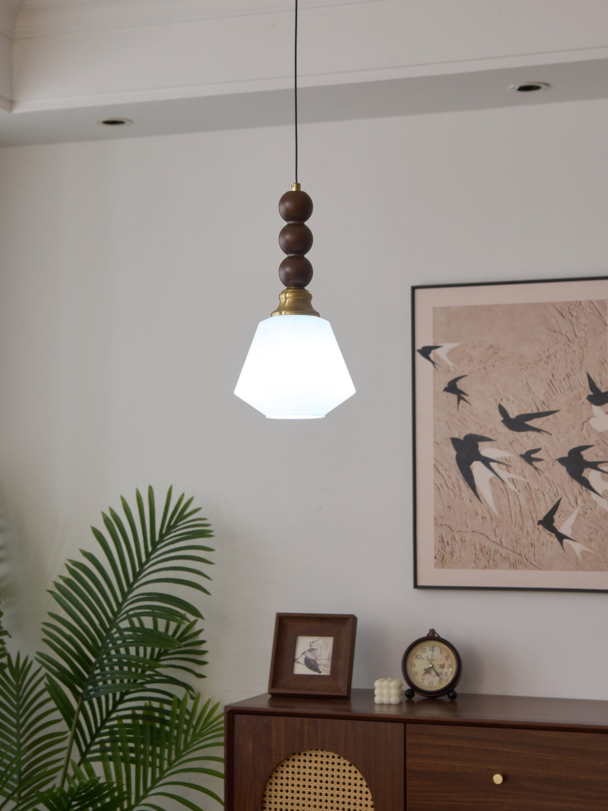 Vothaila Suspension en Verre Vintage et Bois
