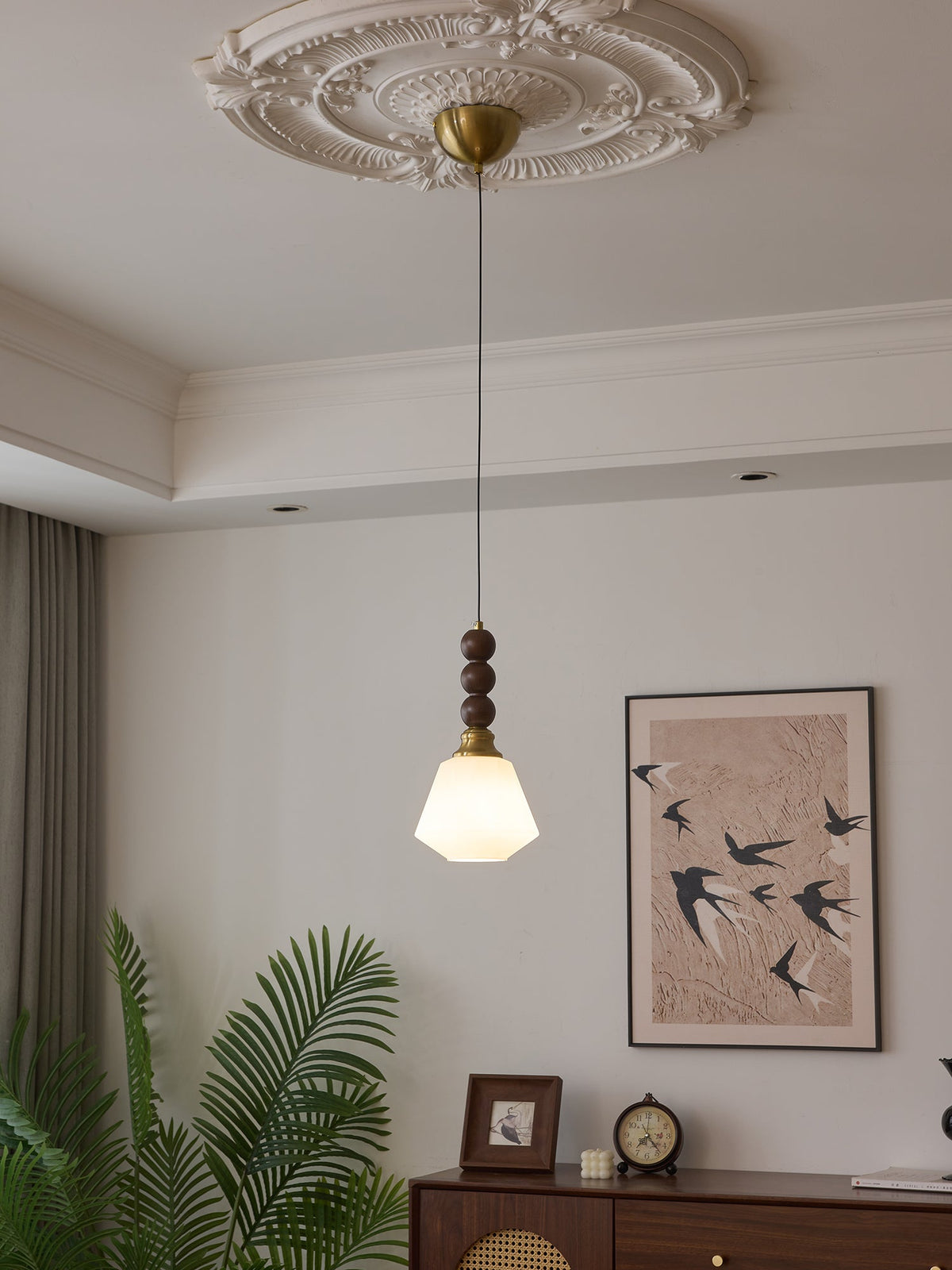 Vothaila Suspension en Verre Vintage et Bois