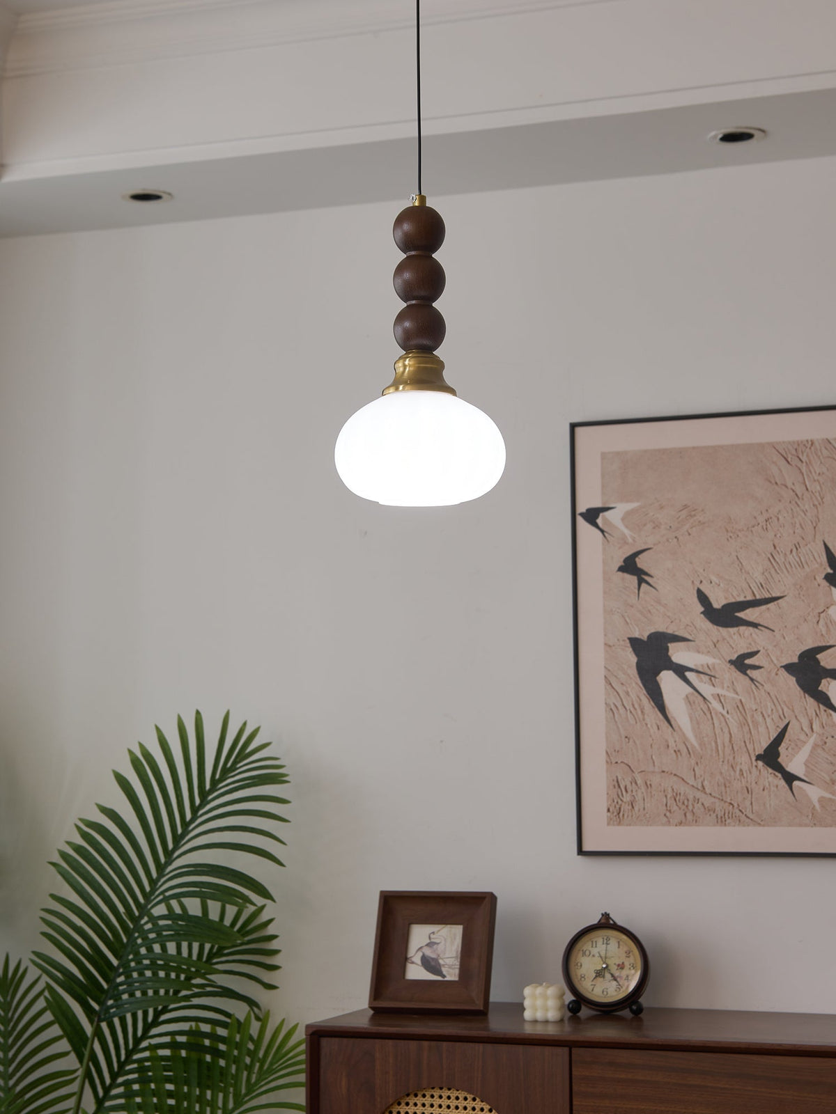 Vothaila Suspension en Verre Vintage et Bois