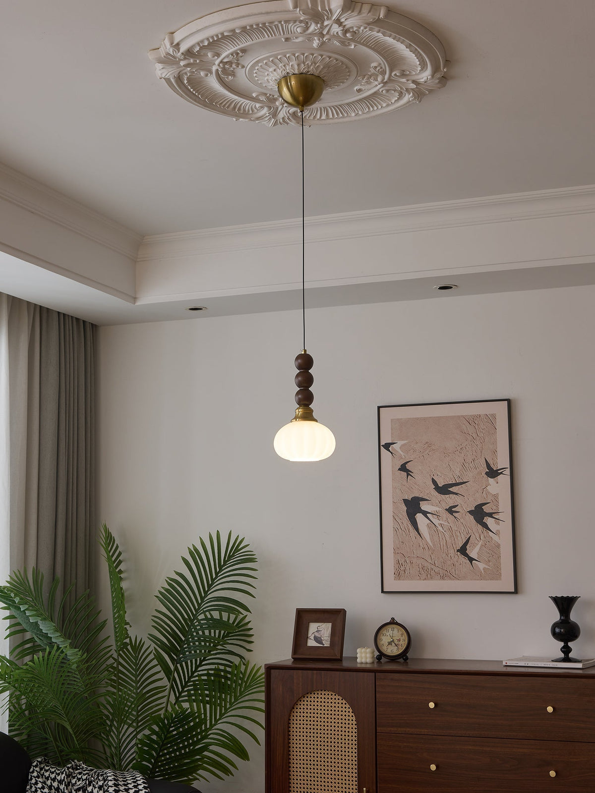 Vothaila Suspension en Verre Vintage et Bois