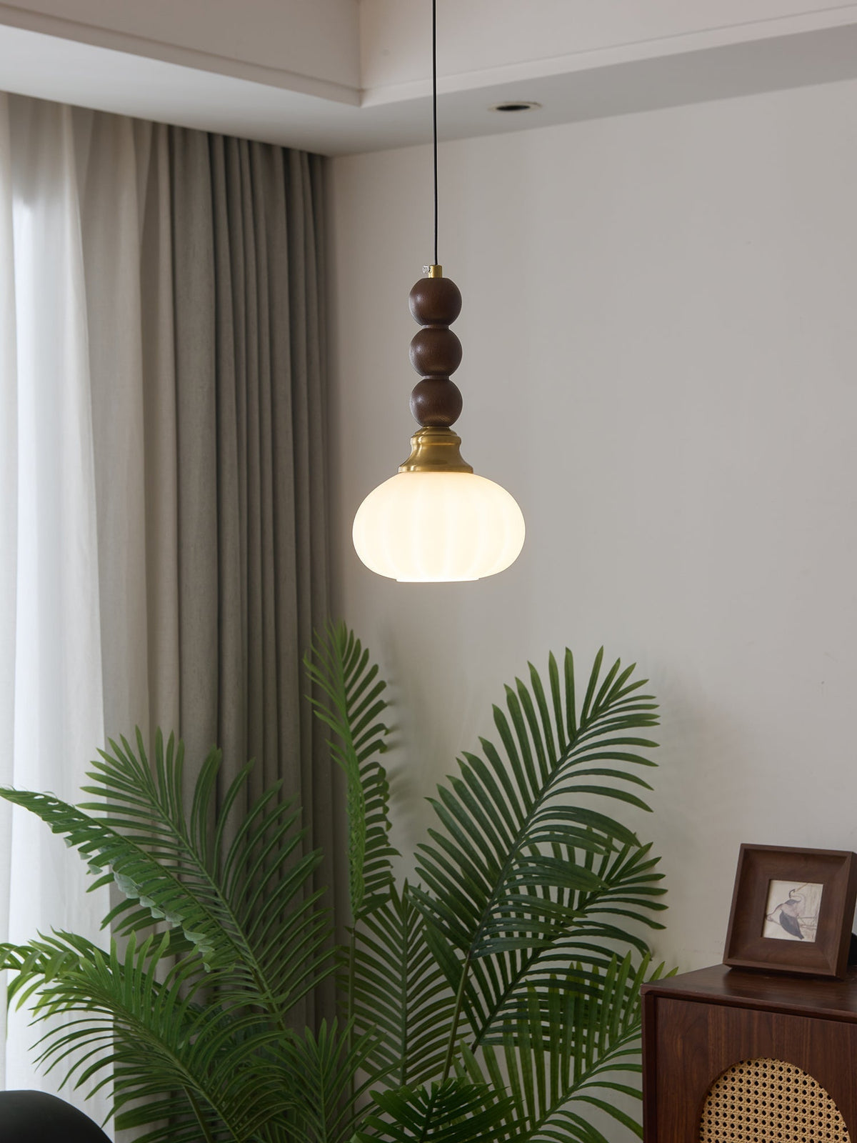 Vothaila Suspension en Verre Vintage et Bois