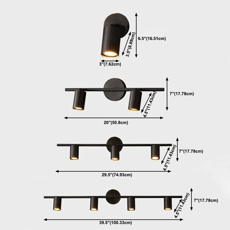 Arisha Applique Murale Cylindrique Minimaliste, Métal, Noir/Laiton, Salle de Bain