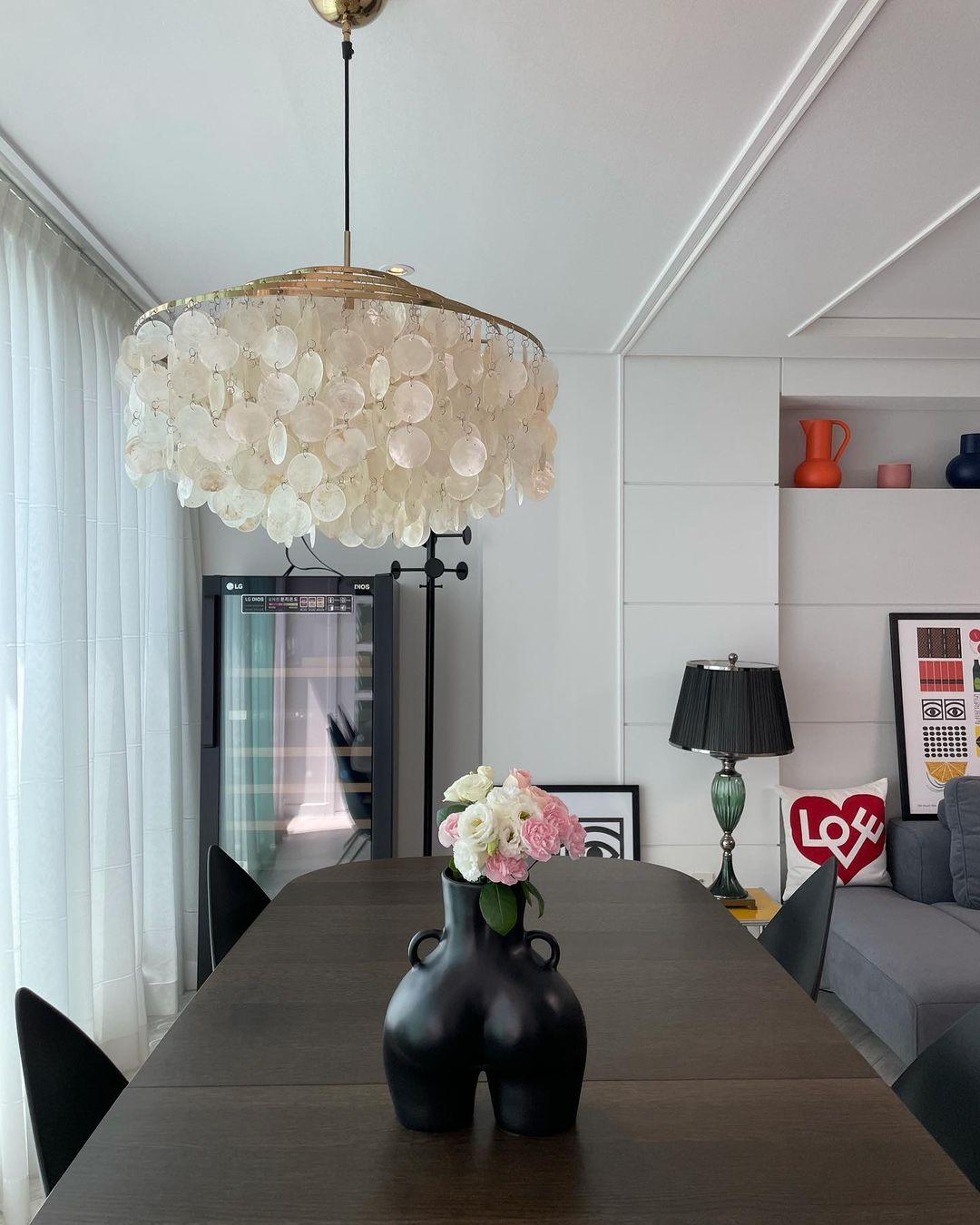 Delene Suspension Lampe Anneau Rond en Coquillage