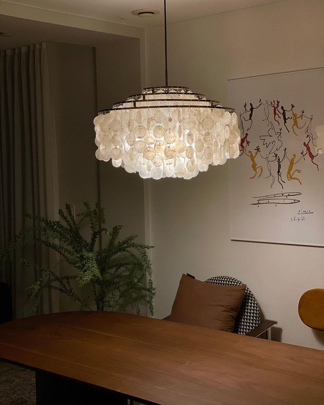 Delene Suspension Lampe Anneau Rond en Coquillage