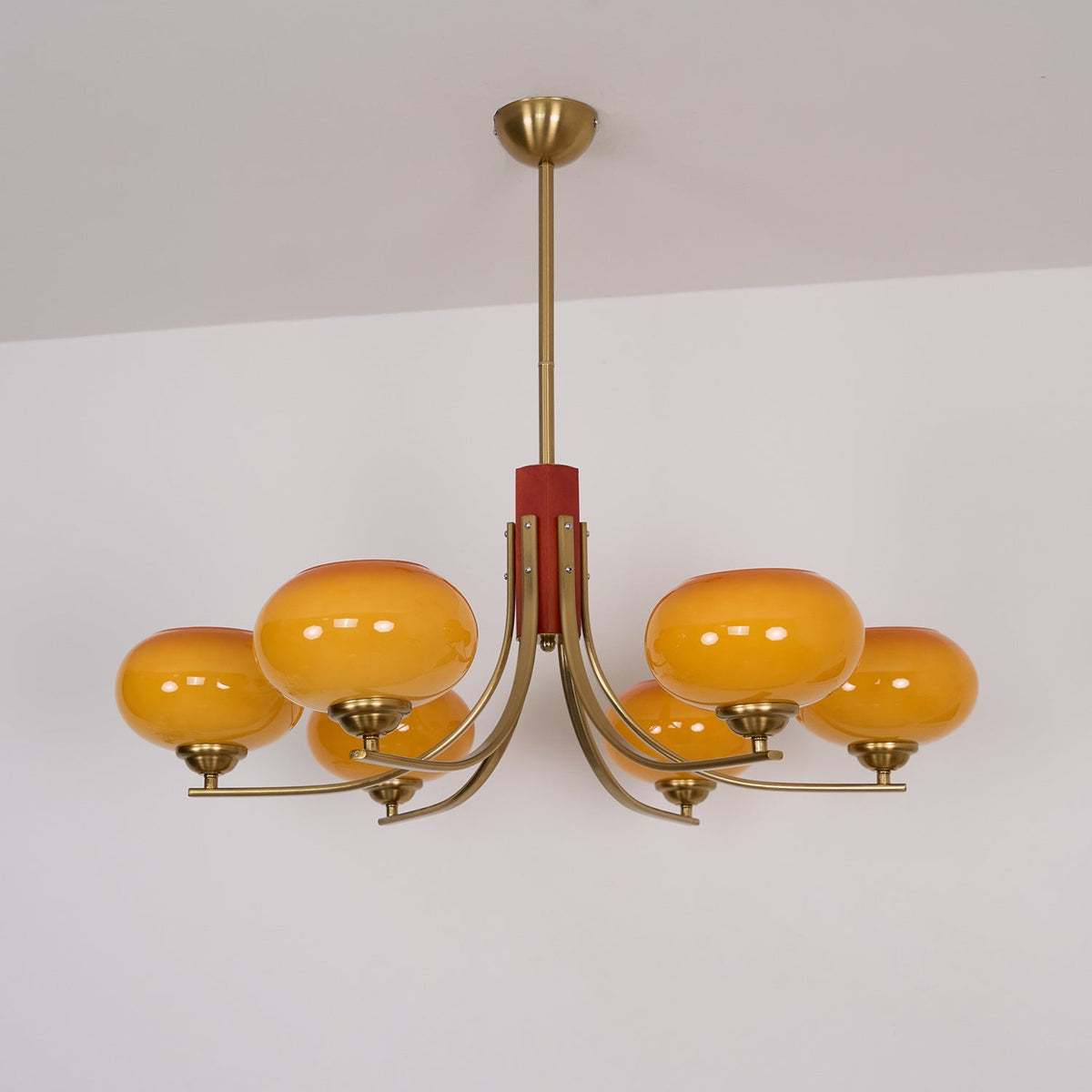 Vira 6-Light Amber Glass Globe Chandelier-Neutral Decor