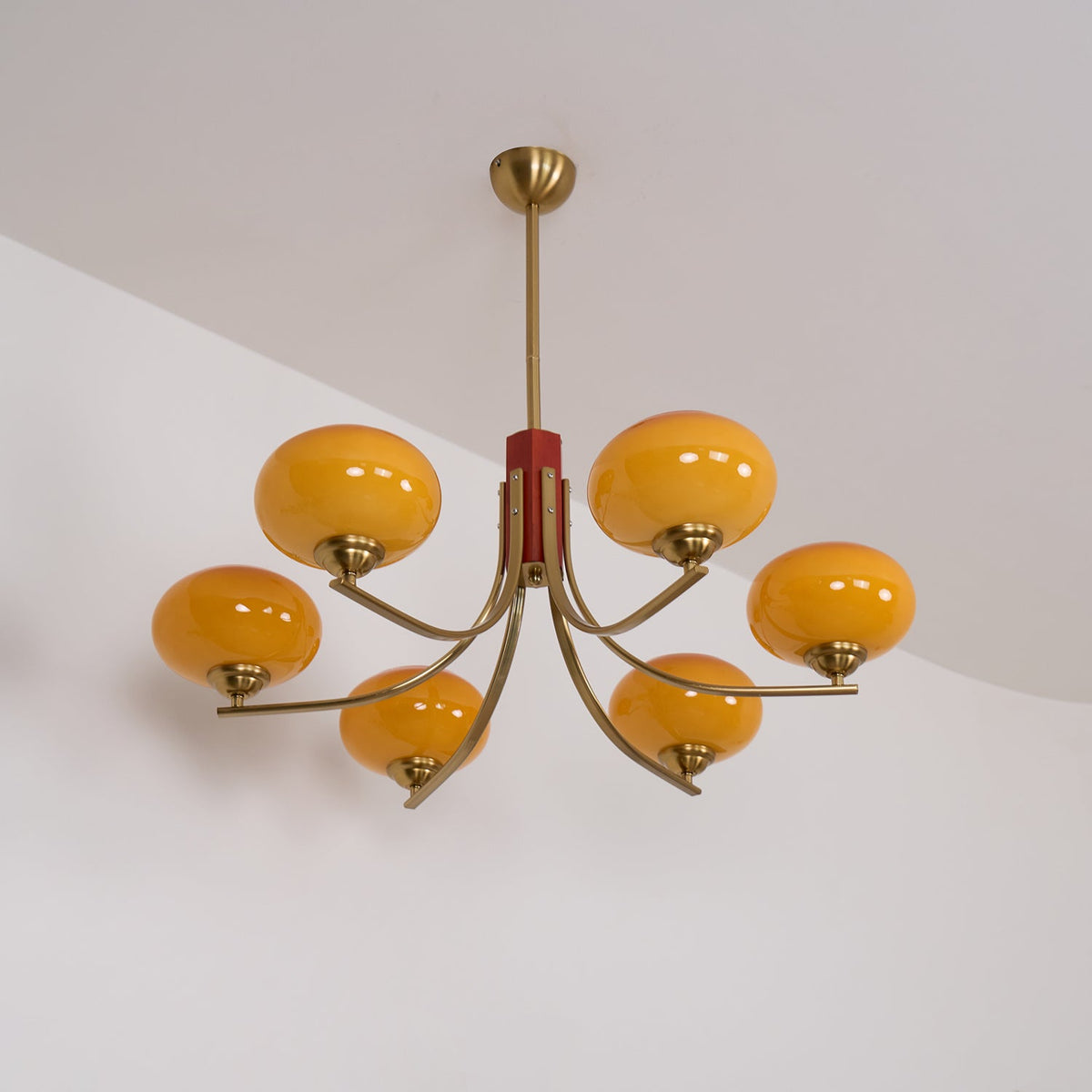 Vira 6-Light Amber Glass Globe Chandelier-Neutral Decor