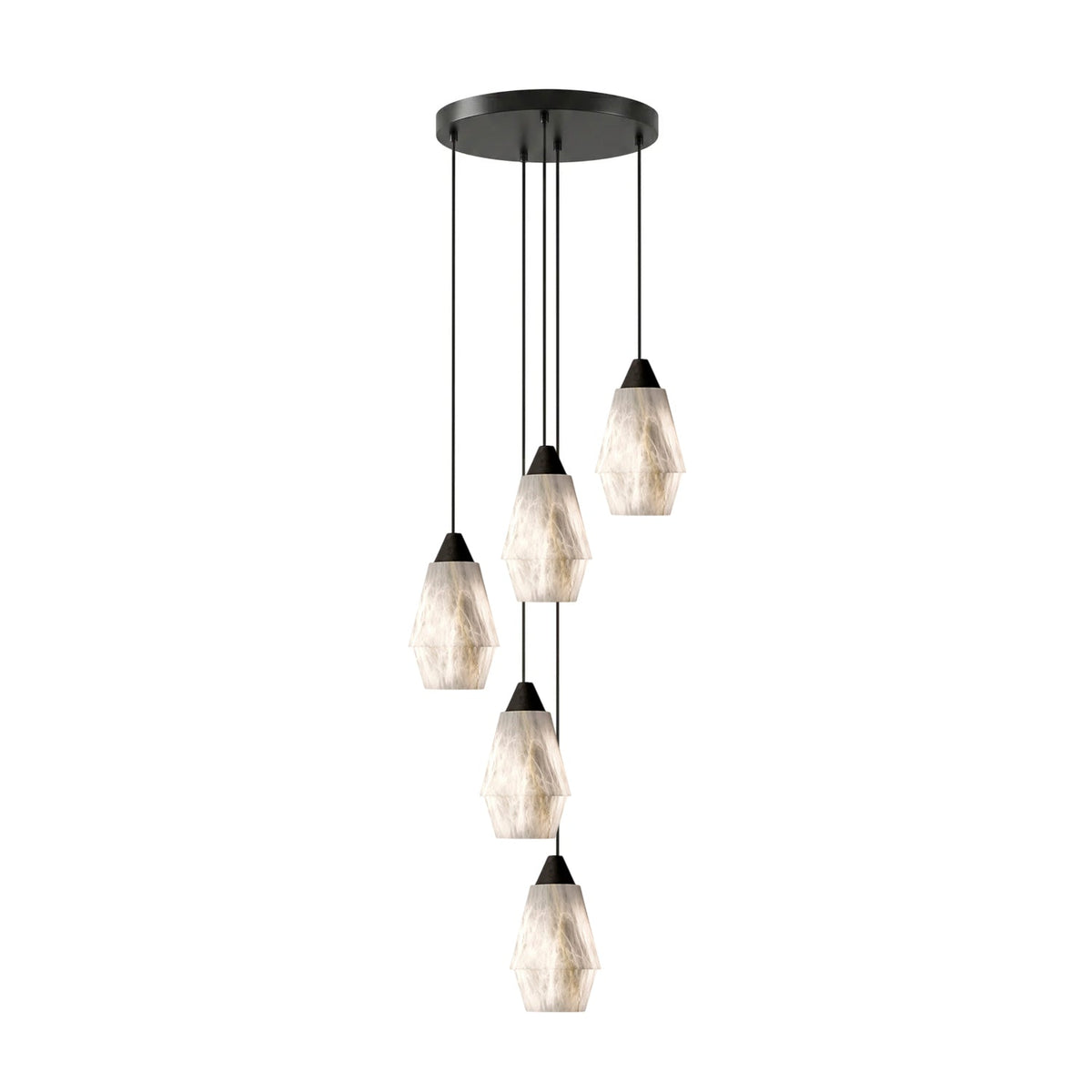 Faceted Alabaster Cluster Chandelier-Neutral Decor