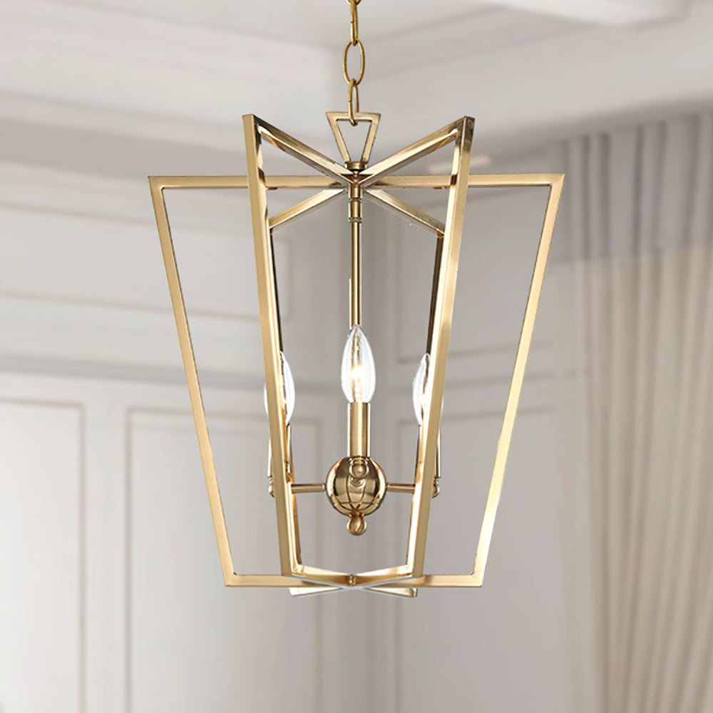 Mavien Lustre Cadre Lanternes Doré