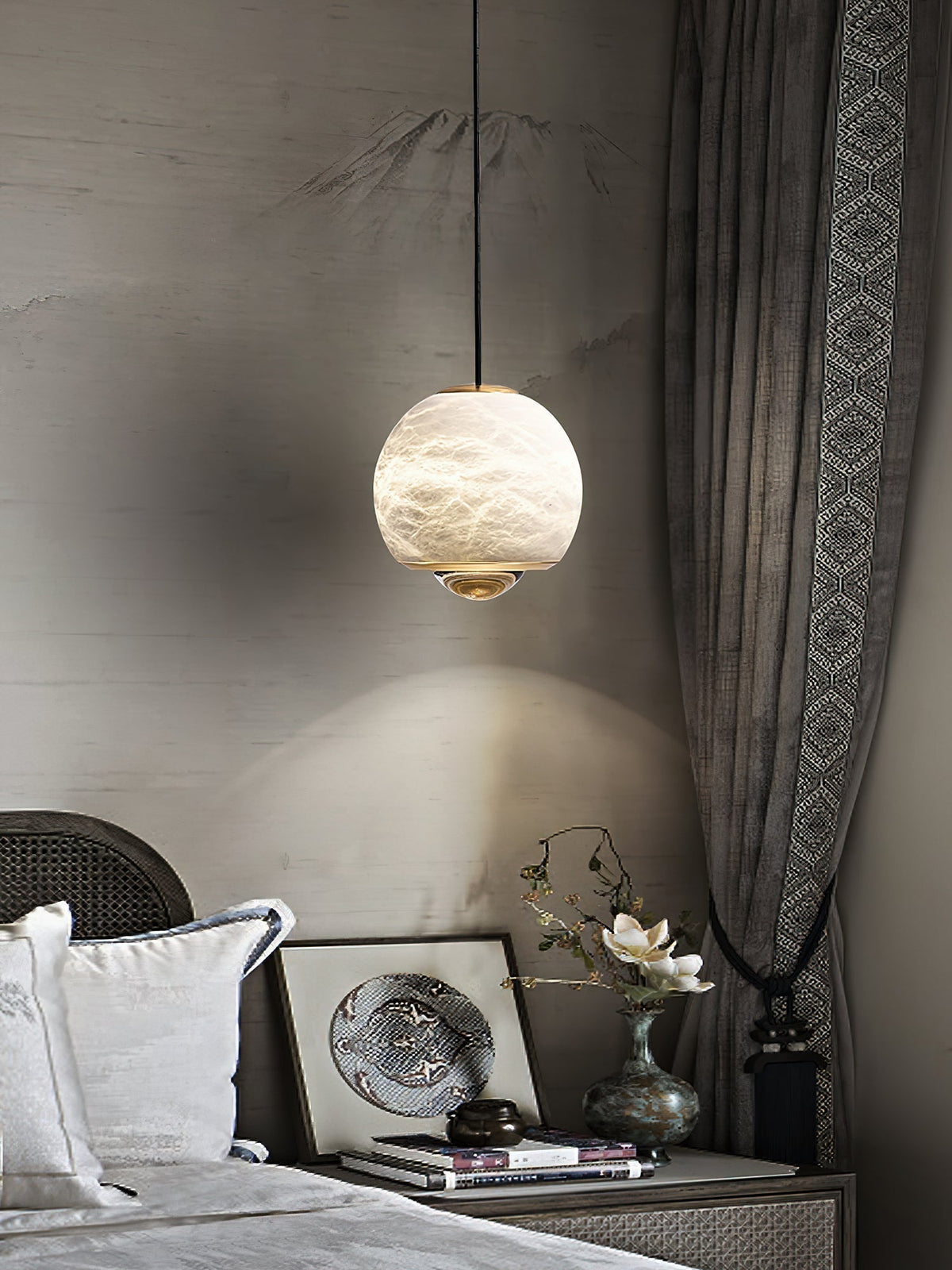 Zephaan Suspension Laiton Albâtre Moderne Minimaliste