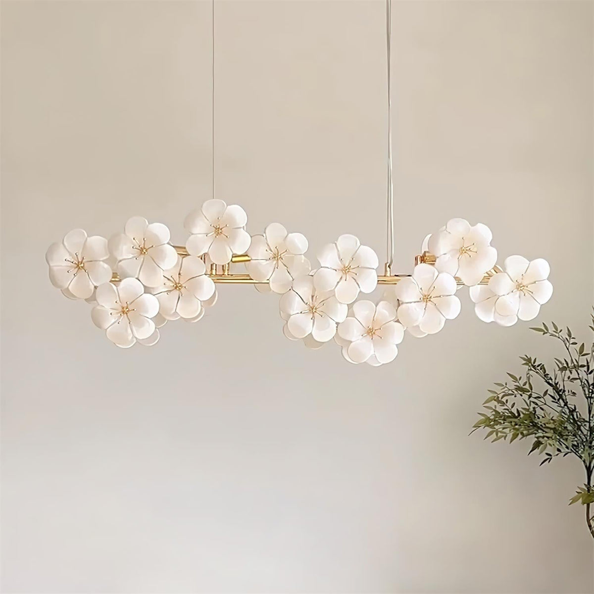 Aurora Flowers Chandelier-Neutral Decor
