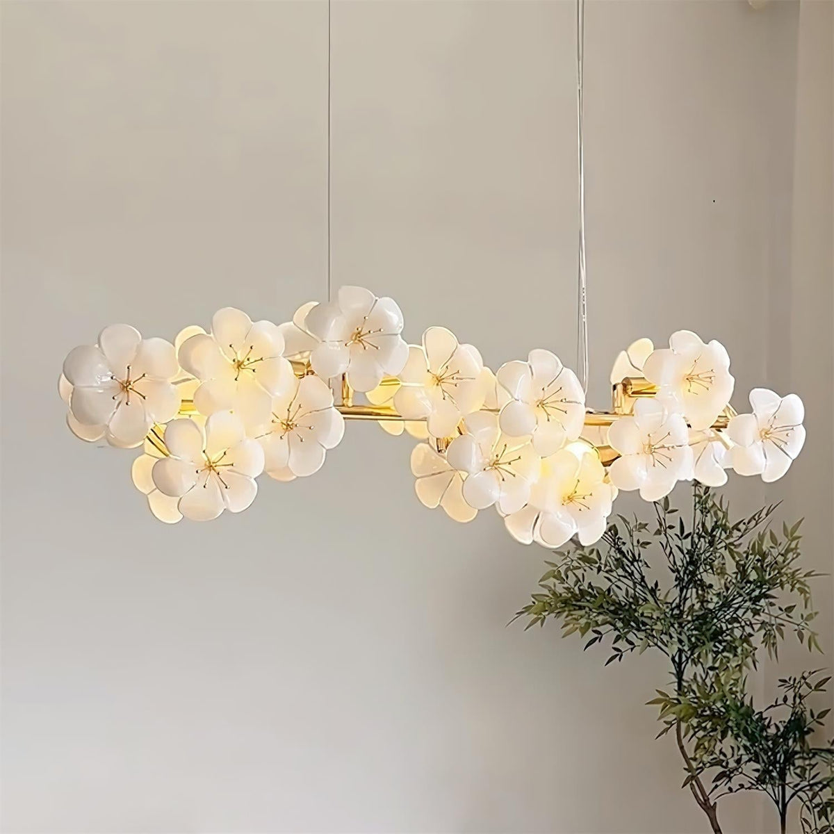 Aurora Flowers Chandelier-Neutral Decor