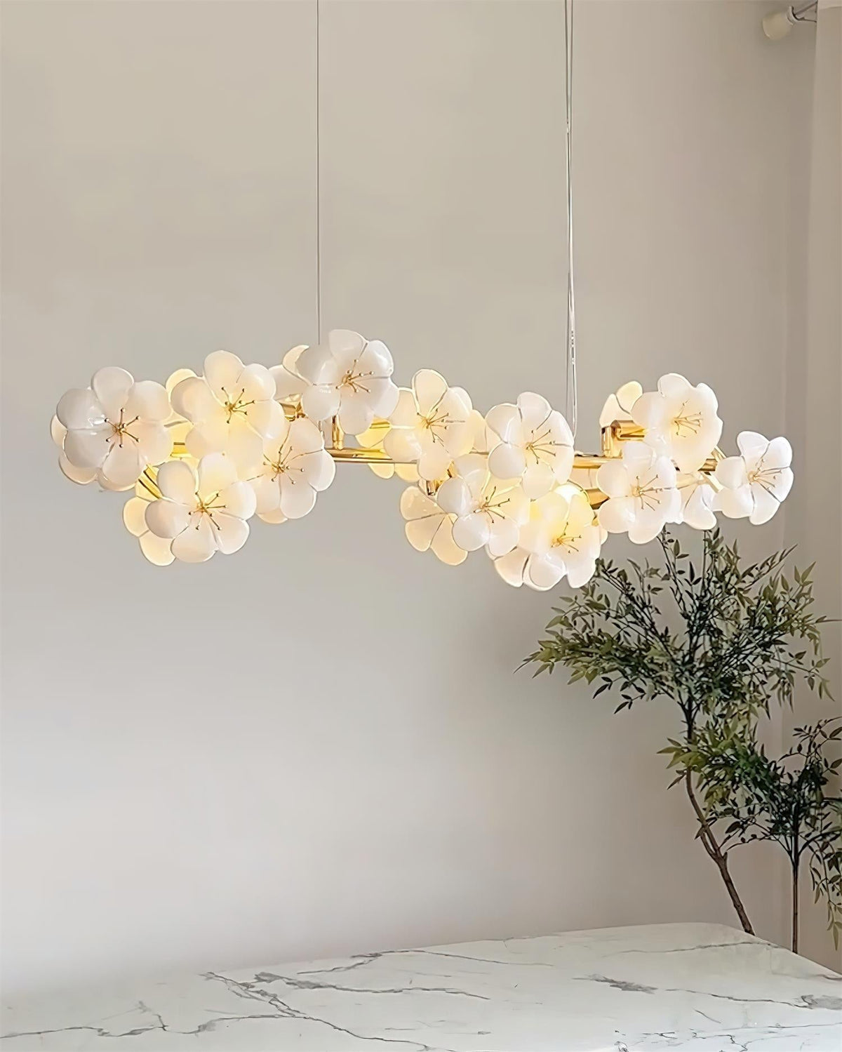 Aurora Flowers Chandelier-Neutral Decor