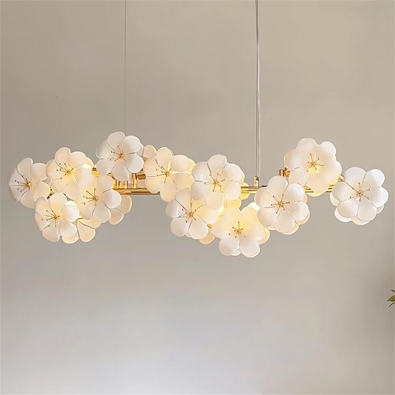 Aurora Flowers Chandelier-Neutral Decor