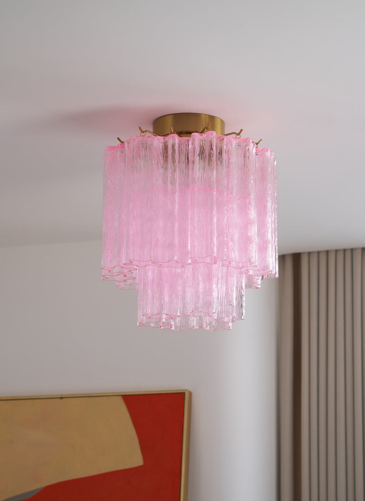 Orline Plafonnier en Verre Rose Moderne