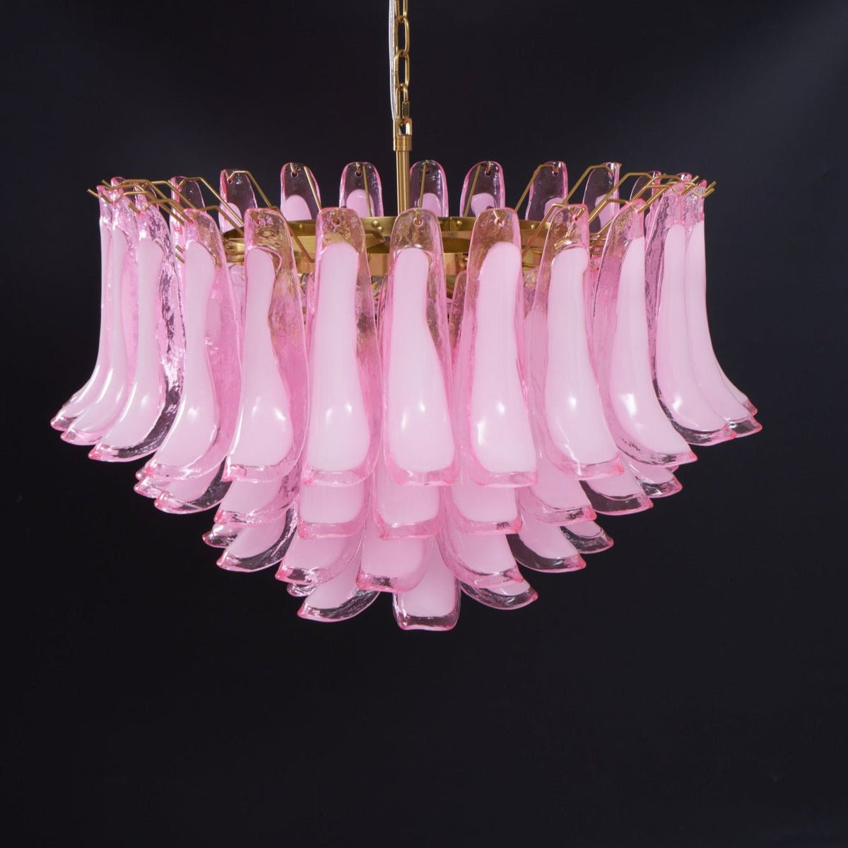 Orleria Lustre Rose Verre Feuille Superposé Florale Glamour
