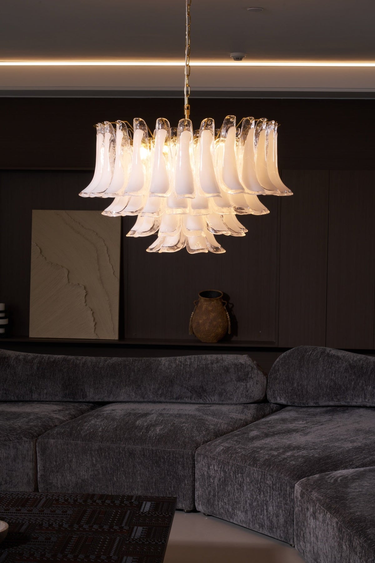 Orleria Lustre Rose Verre Feuille Superposé Florale Glamour