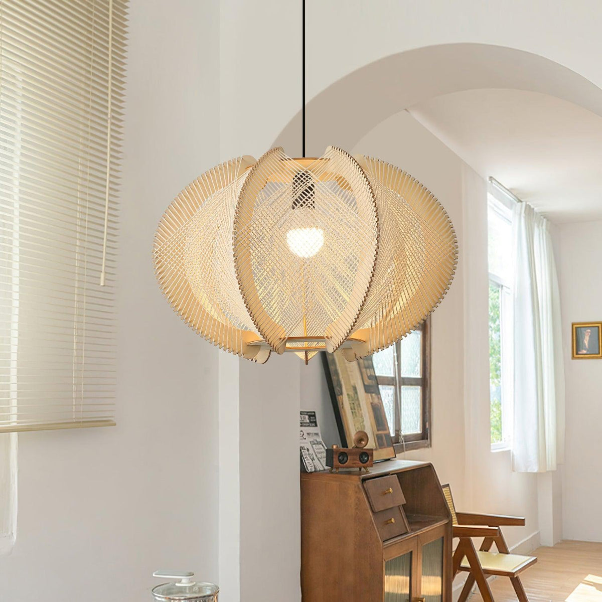 Calyraice Suspension en Bois et Corde de Chanvre