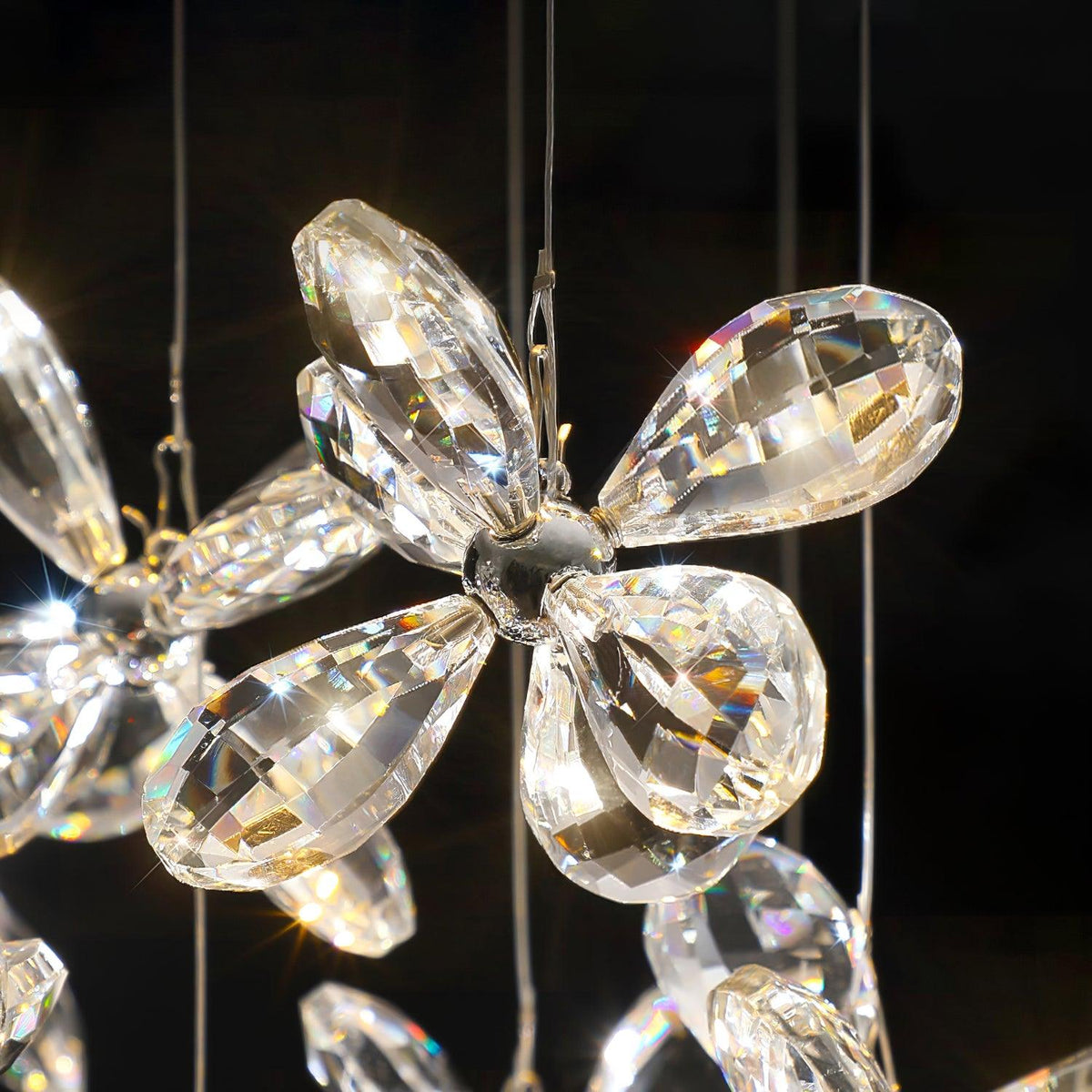 Veyrien Lustre Cristal Papillon Bouquet Floral