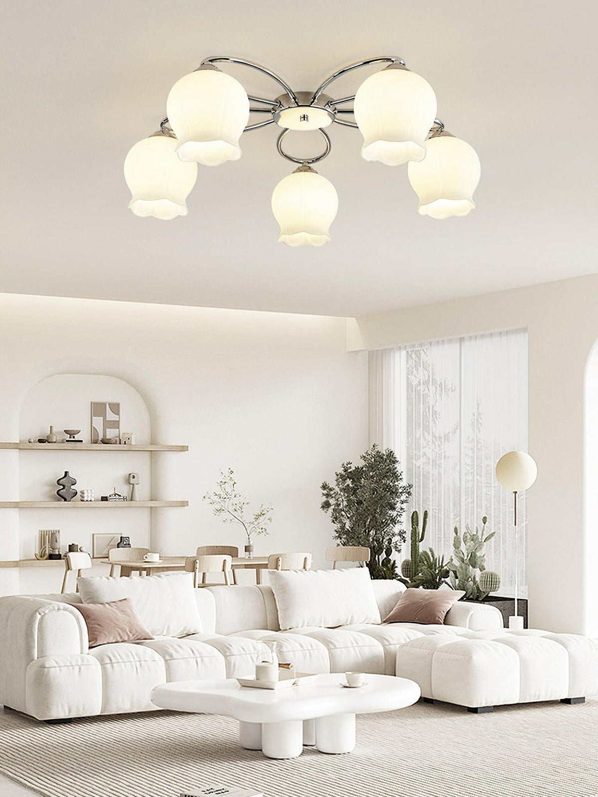 Arlise Lampe Plafonnier en Verre Floral Élégance Premium