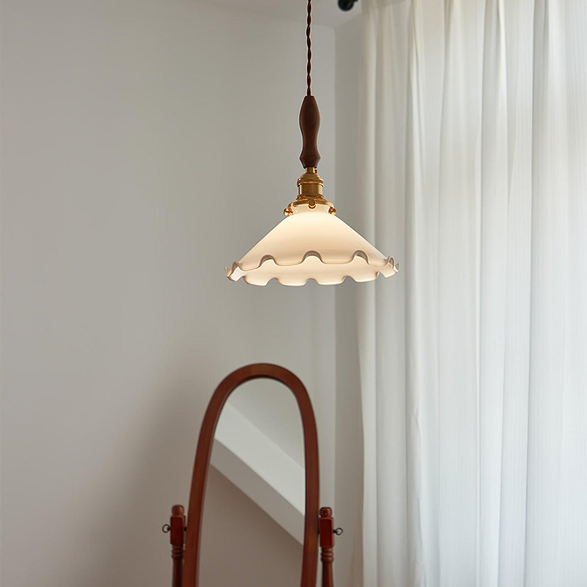 Aurina Suspension en Verre Abat-jour Ondulé Vintage