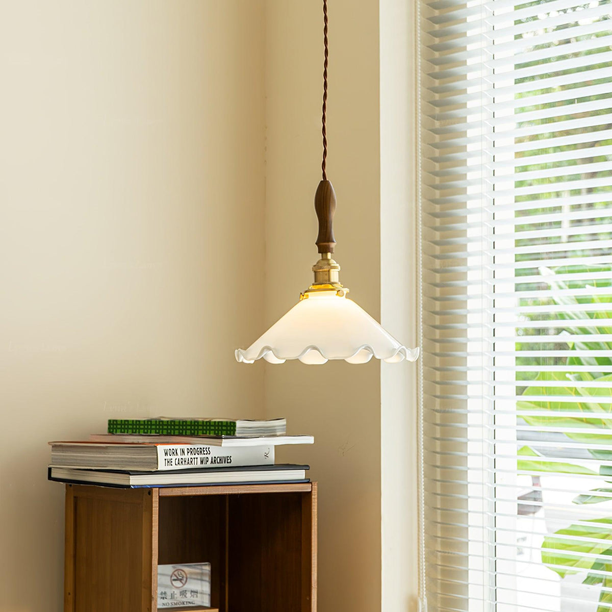 Aurina Suspension en Verre Abat-jour Ondulé Vintage