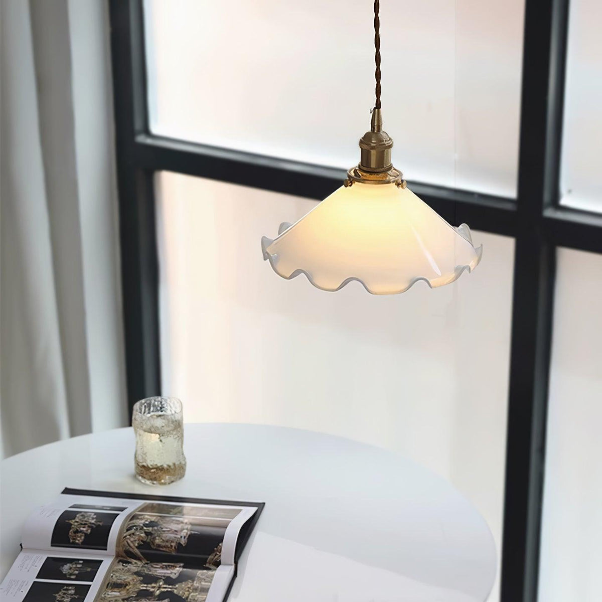 Aurina Suspension en Verre Abat-jour Ondulé Vintage