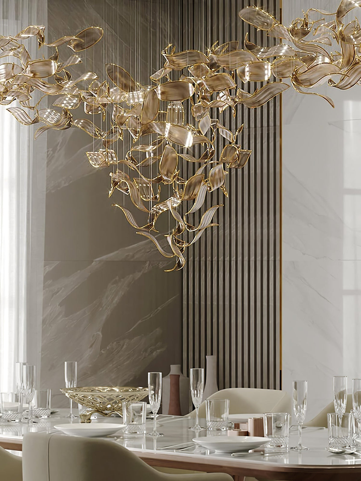 Neleira Lustre Feuille Cascadant Luxe