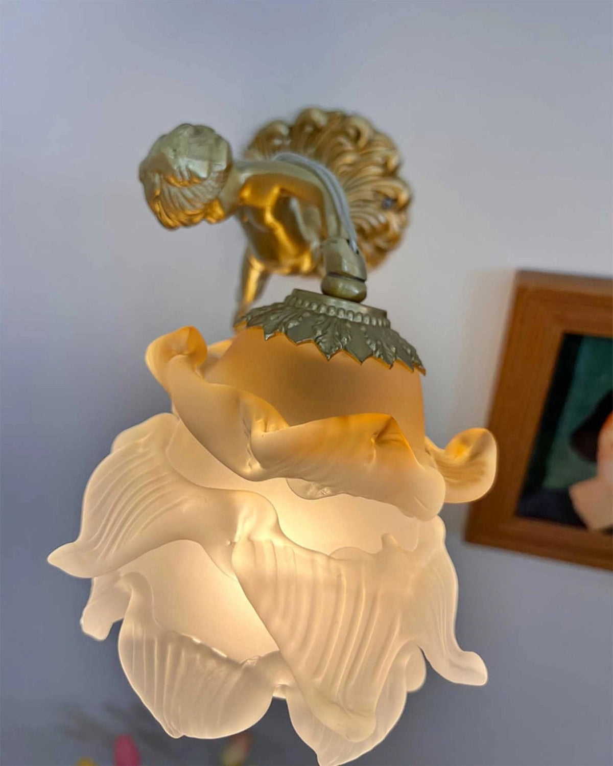 Aged Applique Murale en Verre Ange Volant