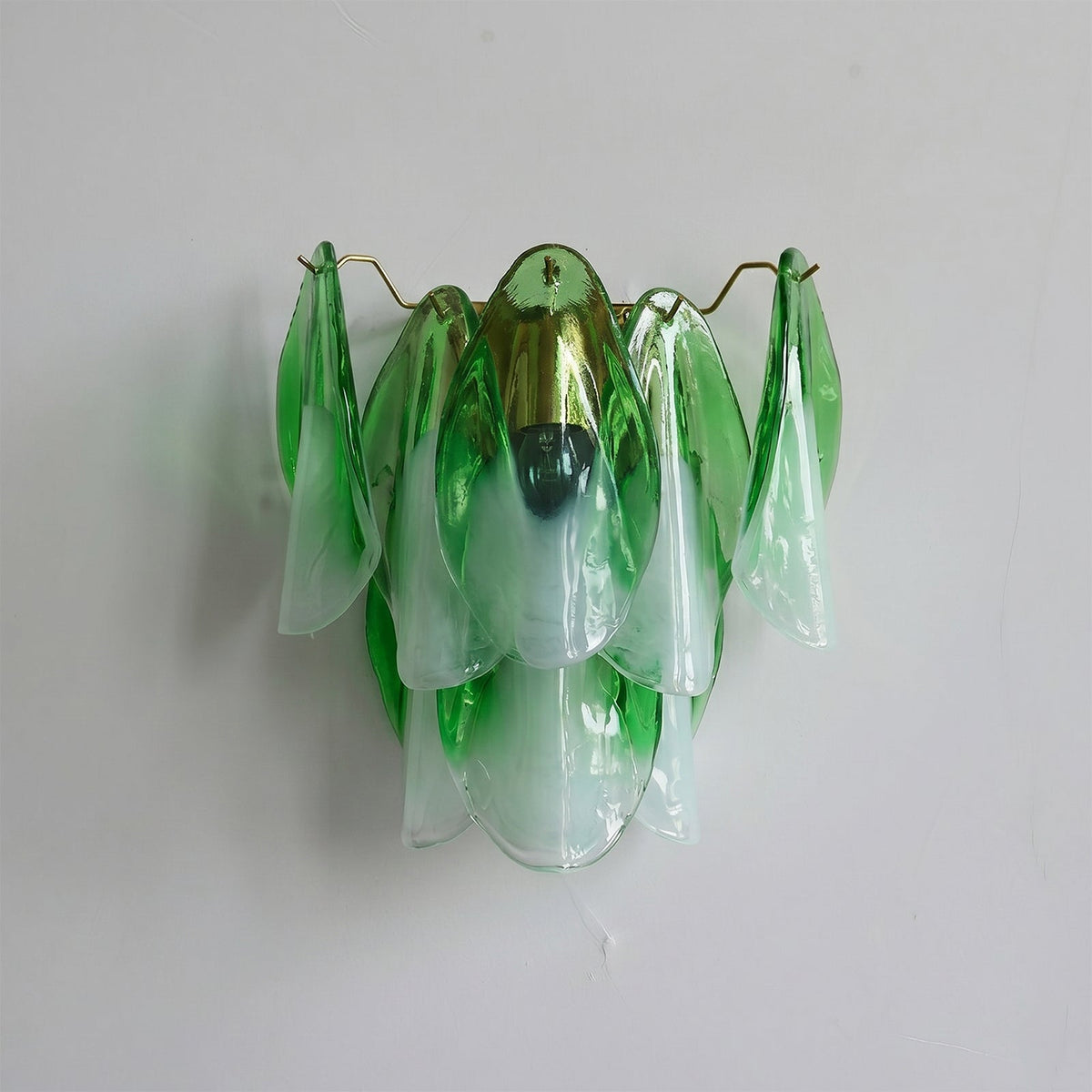 Foliage Wall Sconce in pink, viewed from below to show the light source.