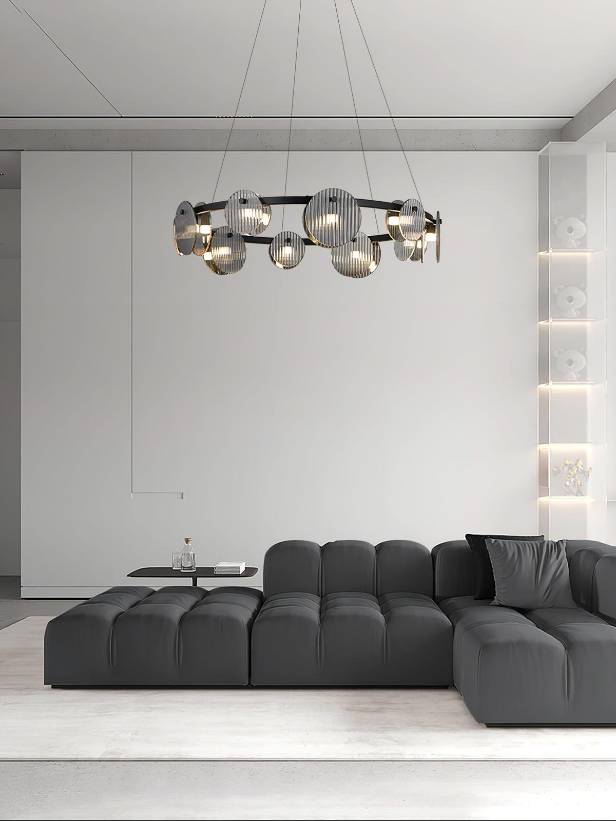 Kellona Lustre en Verre Fumé et Noir