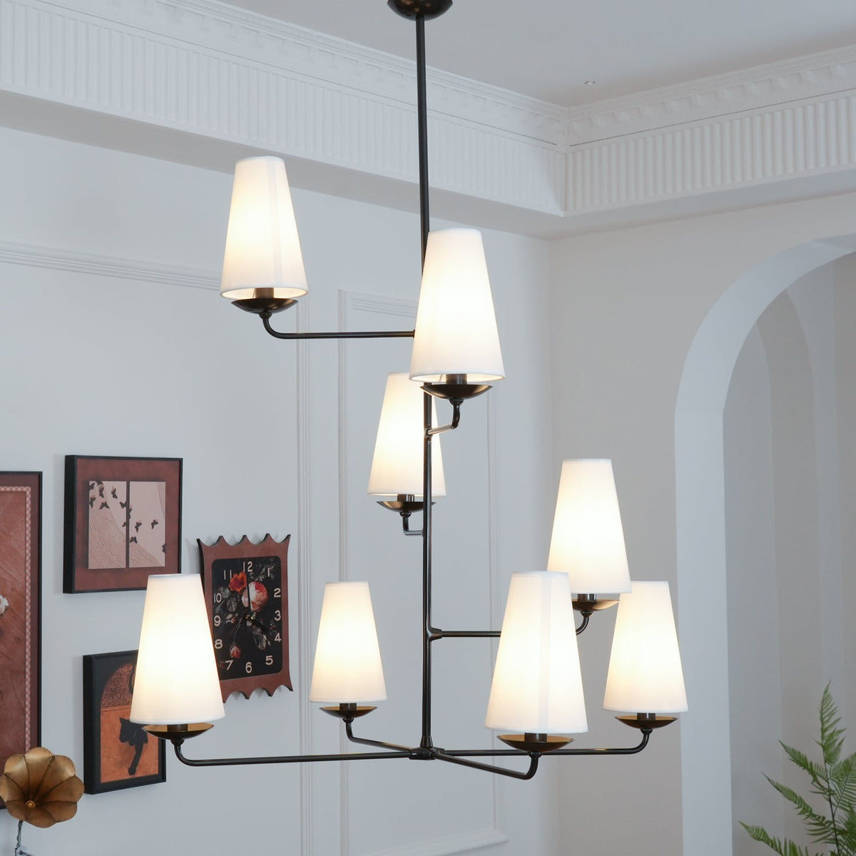 Doviel Lustre Vertical en Cuivre et Lin
