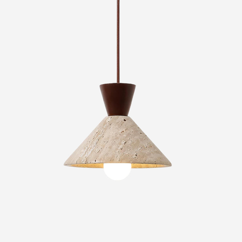 Caliva Pendant Lamp Travertine Hat Shape Natural-Neutral Decor