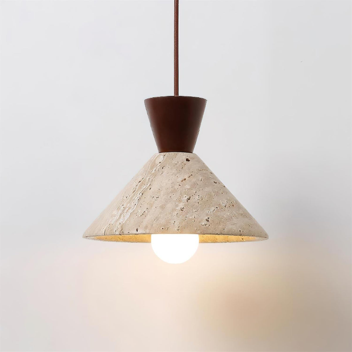 Caliva Pendant Lamp Travertine Hat Shape Natural-Neutral Decor