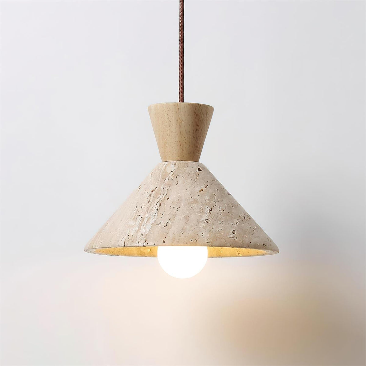 Caliva Pendant Lamp Travertine Hat Shape Natural-Neutral Decor