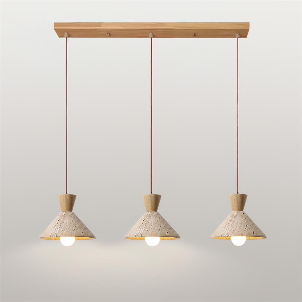 Caliva Pendant Lamp Travertine Hat Shape Natural-Neutral Decor