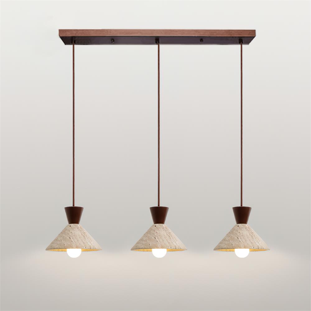 Caliva Pendant Lamp Travertine Hat Shape Natural-Neutral Decor