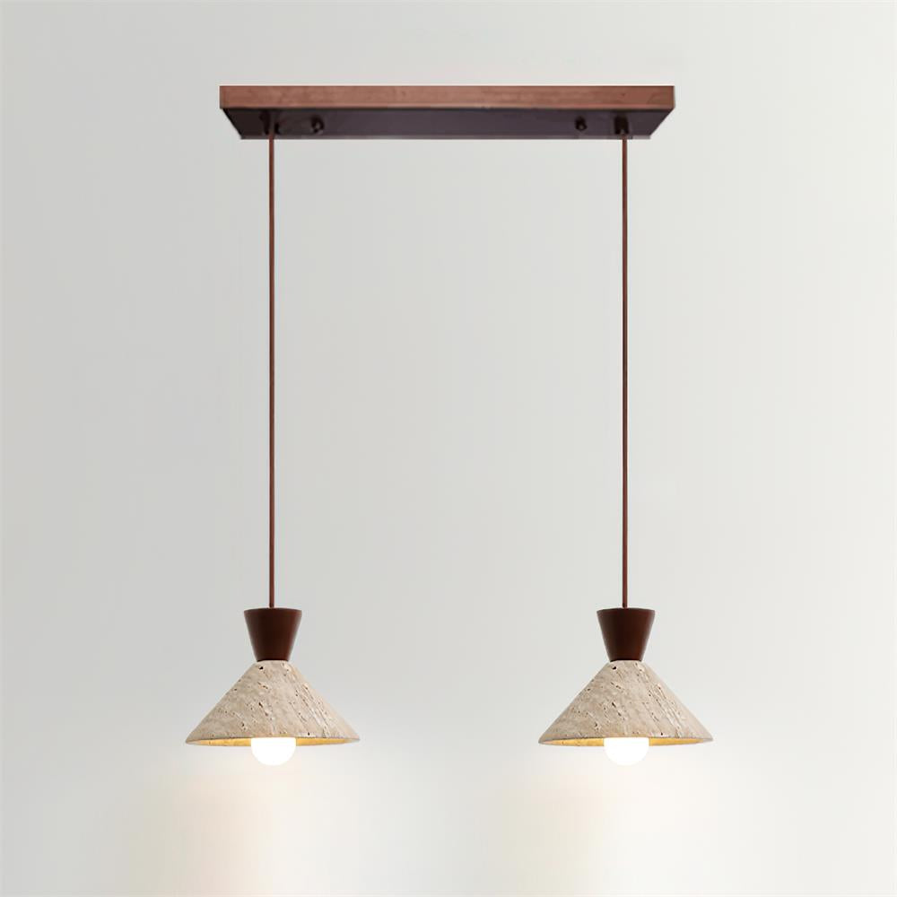 Caliva Pendant Lamp Travertine Hat Shape Natural-Neutral Decor