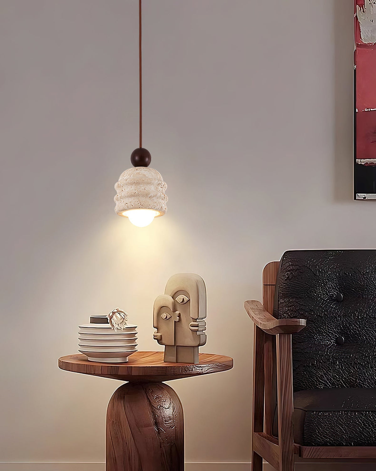 Ritta Travertine Ripple Pendant Light-Neutral Decor