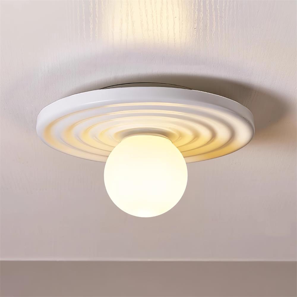 Ceiling Light Metal Body Resin Rippled Canopy Organic Minimalist-Neutral Decor