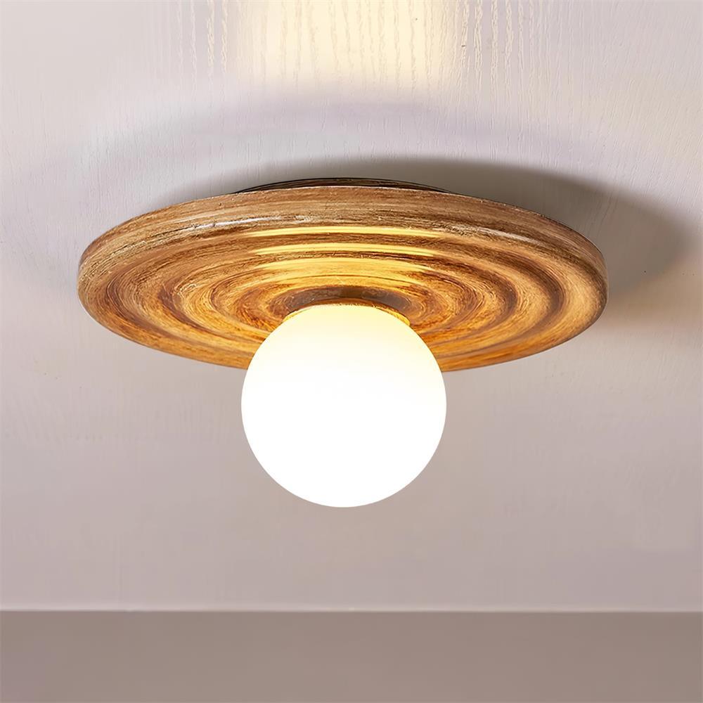Ceiling Light Metal Body Resin Rippled Canopy Organic Minimalist-Neutral Decor