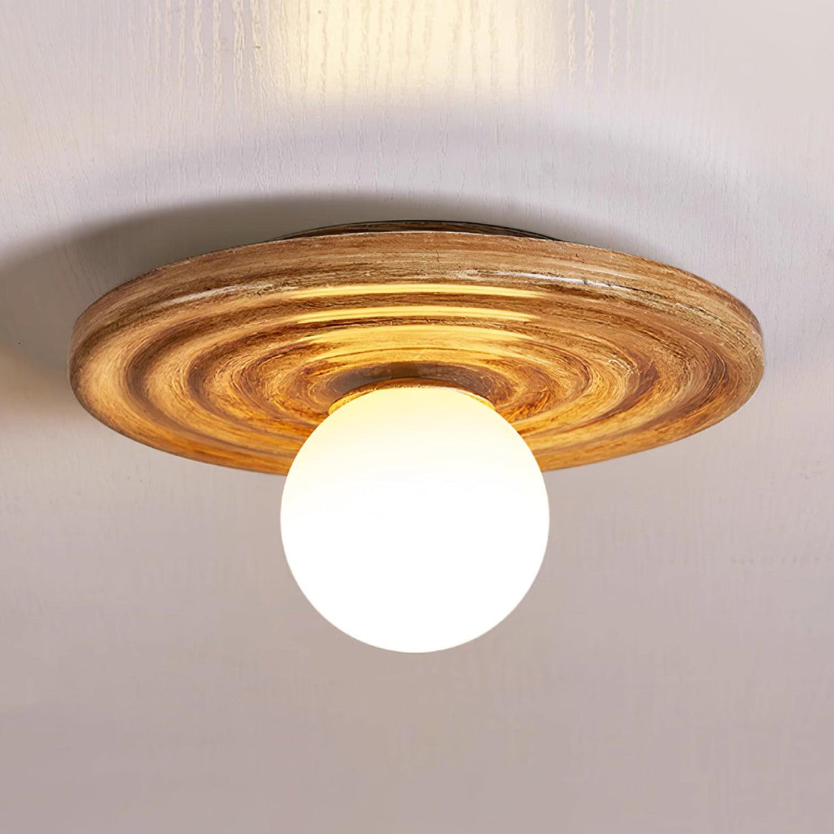 Ceiling Light Metal Body Resin Rippled Canopy Organic Minimalist-Neutral Decor